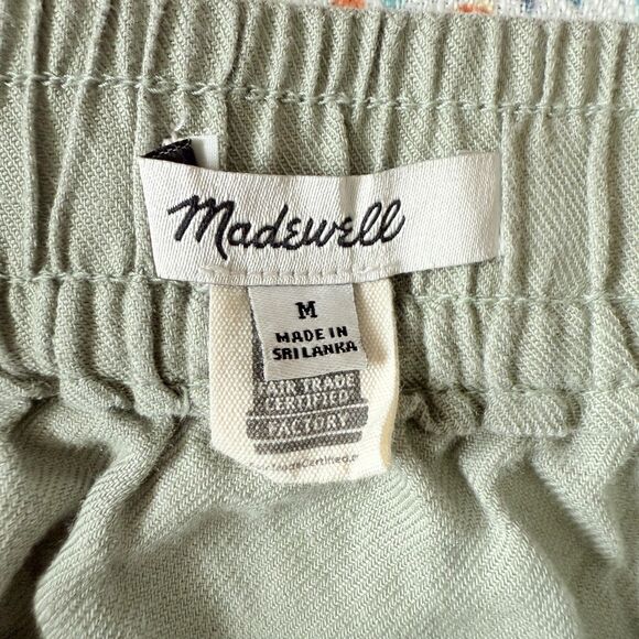 Madewell Curved Hem Linen Lyocell Blend Mini Skirt Sage Green Coastal Cool M - Picture 4 of 5
